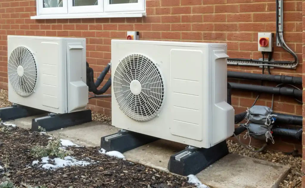 Two outdoor air source heat pumps.