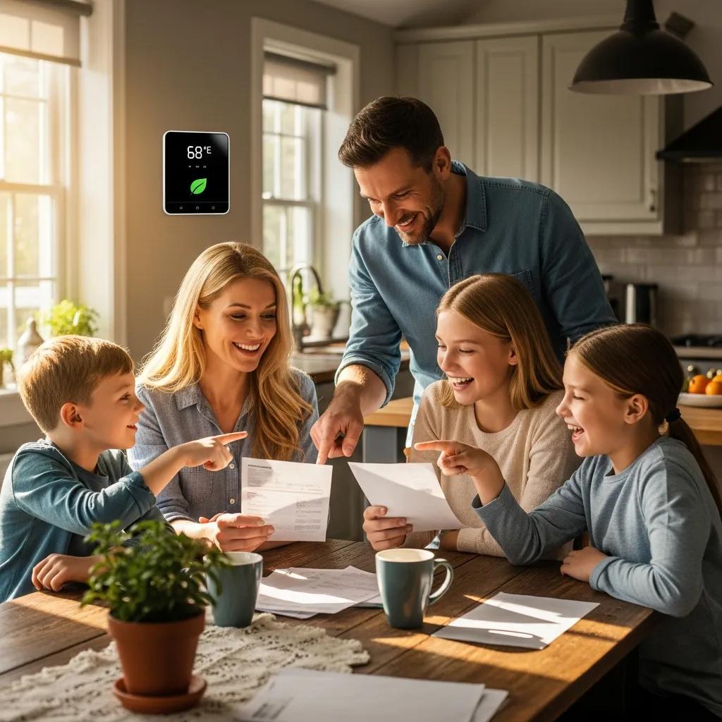 Family enjoying lower utility bills thanks to an efficient HVAC system